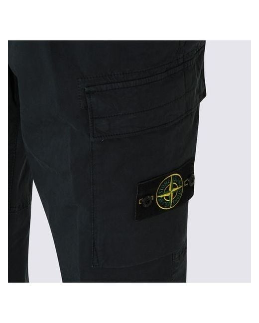 Stone Island Black Stretch-Tc Twill Cargo Pants for men