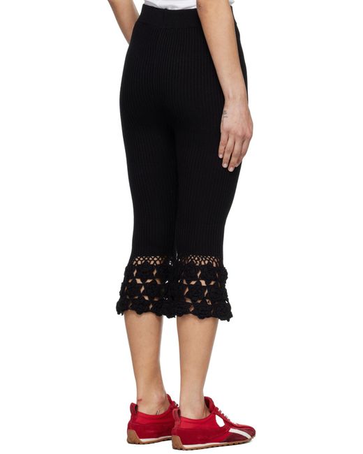 Ganni Black Crocheted Hem Knitted Trousers