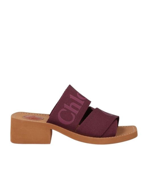Chloé Purple Comfortable Square-Toe Printed Sandals