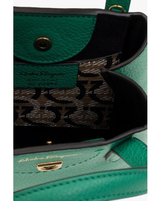 Ferragamo Green Logo Gancini Mini Shoulder Bag