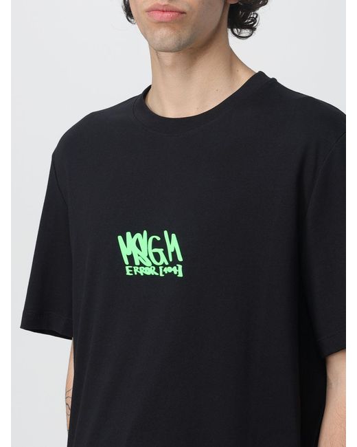 MSGM Black Logo Printed Crewneck T-Shirt for men