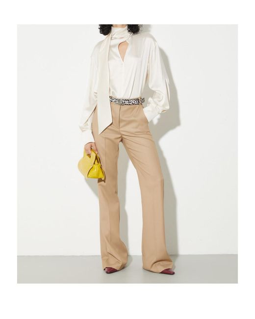 MAX&Co. White Scarf-Detailed Silk-Satin Blouse