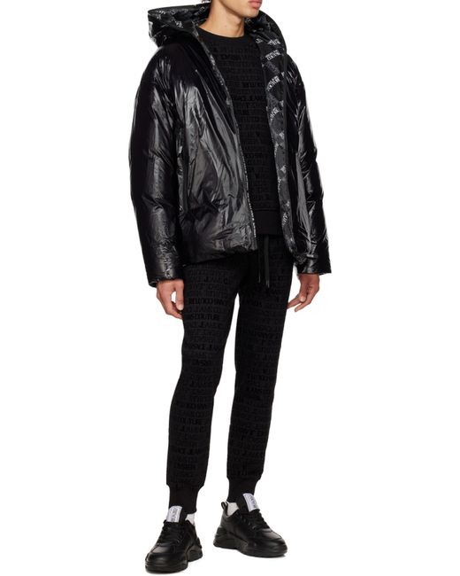 Versace Jeans Black High-Shine Padded Jacket for men