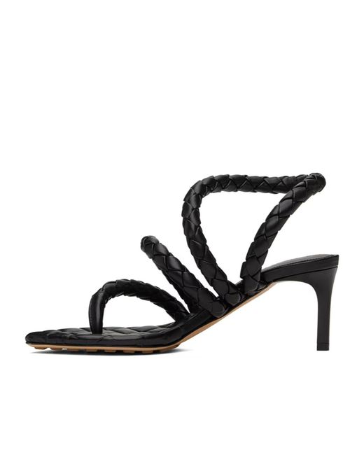 Bottega Veneta Black Leaf Pointed High-Heeled Sandals