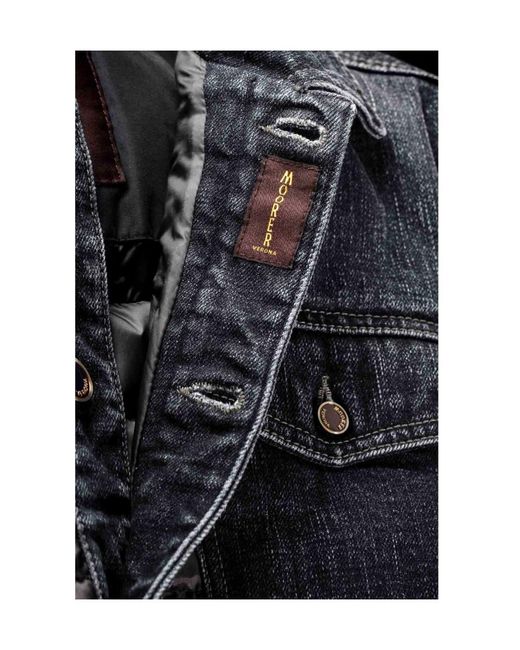 Moorer Gray Quilted Denim Down Jacket for men