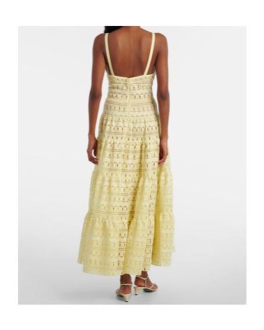 Elie Saab Yellow Macramé Midi Dress