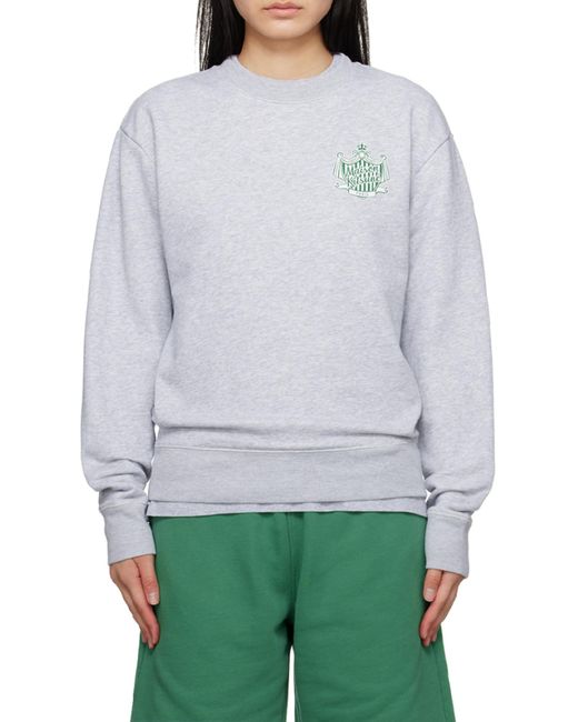 Maison Kitsuné Blue Logo-Print Long-Sleeved Cotton Sweatshirt for men