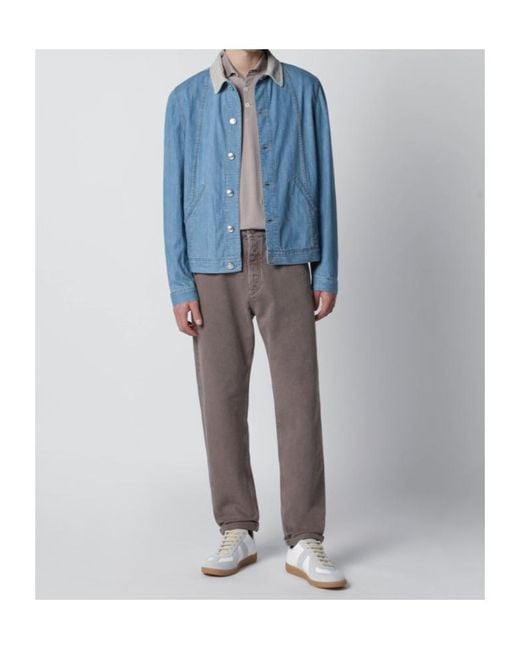 Brunello Cucinelli Blue Single Breasted Denim Jacket for men