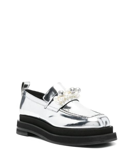 Simone Rocha White Heart Toe Platform Loafers