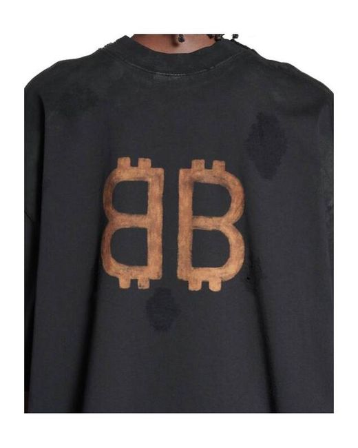 Balenciaga Black Paris Moon Vintage Oversized T-Shirt for men