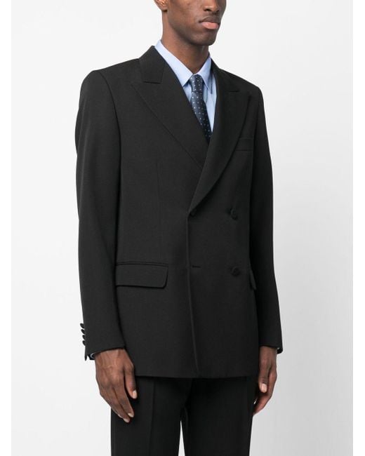 Lanvin Black Double-Breasted Long-Sleeved Blazer for men