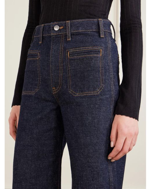 Khaite Blue Delmonico High-Waisted Wide-Leg Jeans