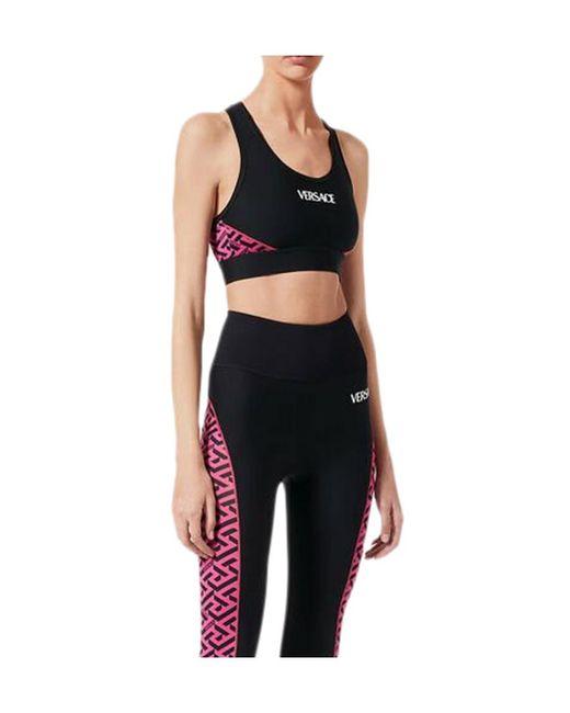 Versace Black La Greca Logo-Print Sports Bra