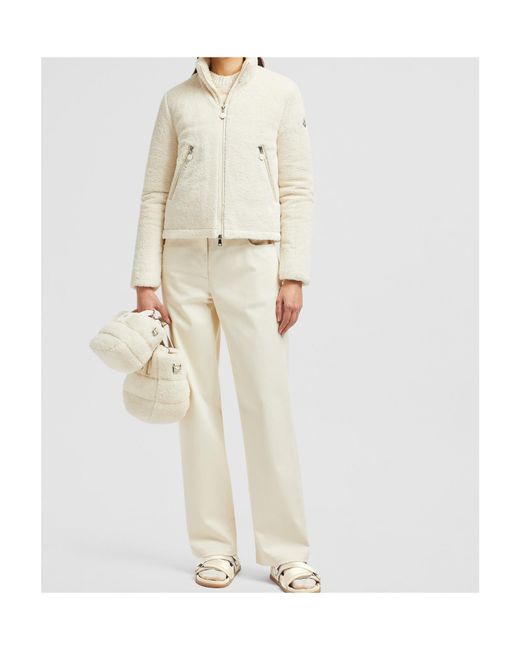 Moncler White Polignac Teddy Short Down Jacket
