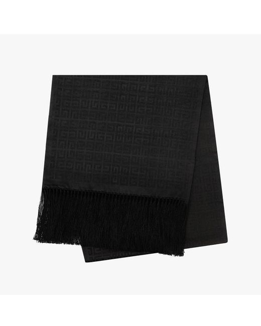 Givenchy Black 4G Fringed Silk-Wool Scarf for men