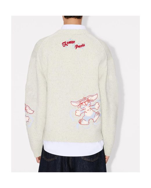 KENZO White Winter Holidays' Embroidered Jumper for men