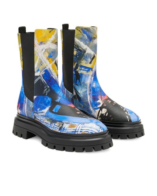 Stuart Weitzman Blue Sw X Kidsuper Co-Branded Bedford Ankle Boots
