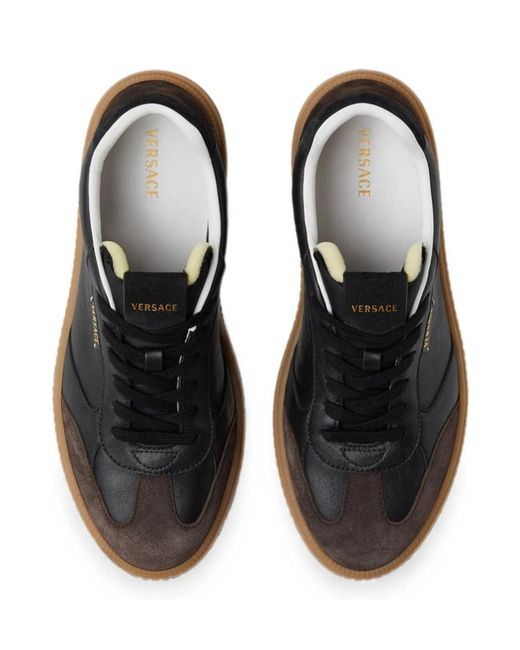 Versace Black Logo-Detail Low-Top Sneakers for men
