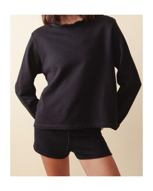 Repetto Black Ruffled-Neck Logo Sweatshirt