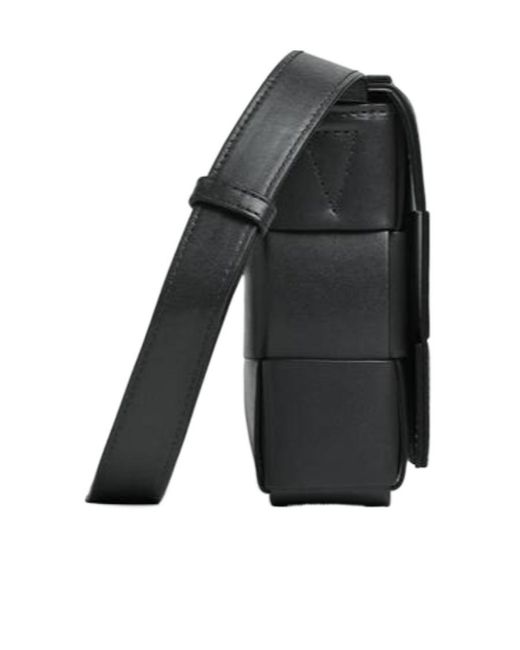 Bottega Veneta Black Cassette Woven Medium Shoulder Bag for men