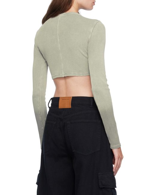 T By Alexander Wang Gray Cropped Long-Sleeve Top
