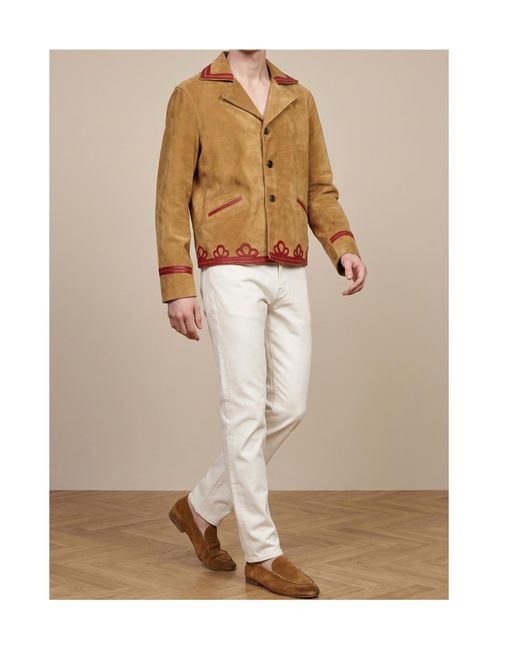 Bode Brown Trefoil Long-Sleeved Leather Jacket for men