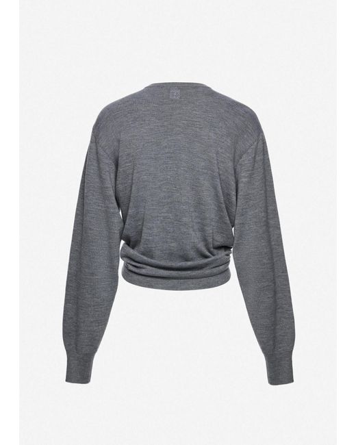 Magda Butrym Gray Knotted Long-Sleeve Top