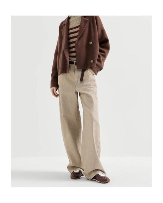 Brunello Cucinelli Brown Grained Soft Leather Runners With Shiny Loops