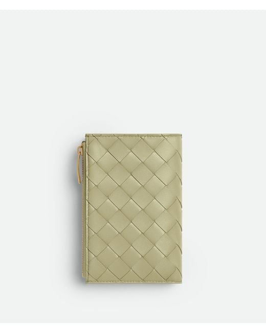 Bottega Veneta Green Intrecciato Medium Bi-Fold Wallet