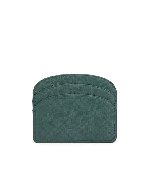 A.P.C. Green Demi-Lune Leather Cardholder