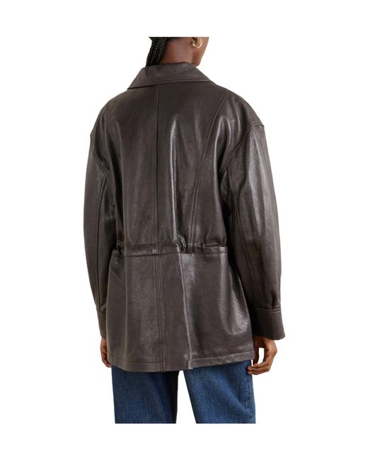 Arma Black Solid Color Leather Jacket