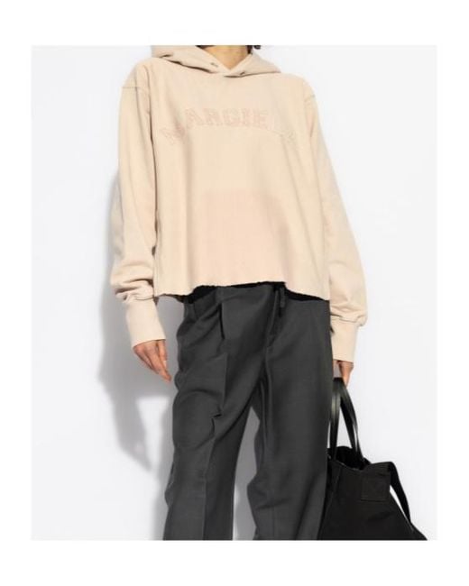 Maison Margiela Natural Logo Embroidered Long-Sleeved Hoodie