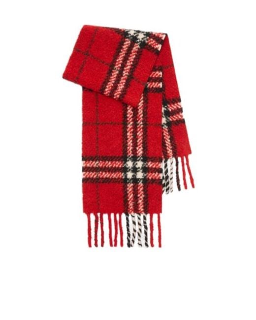 Burberry Red Alpaca-Wool Bouclé Scarf