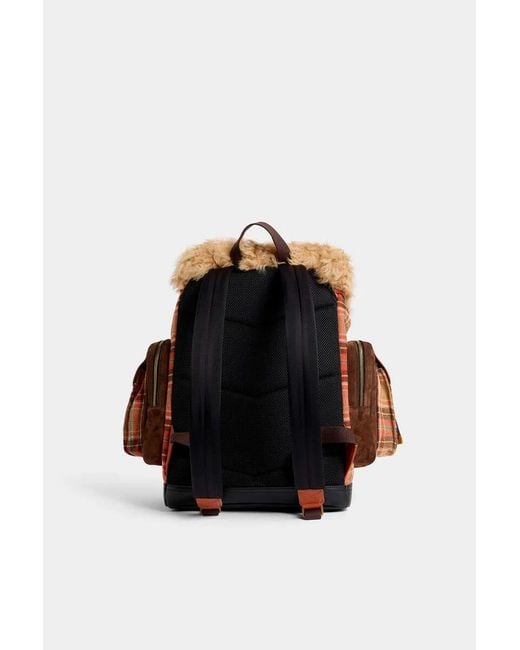 DSquared² Brown Checkered Backpack for men