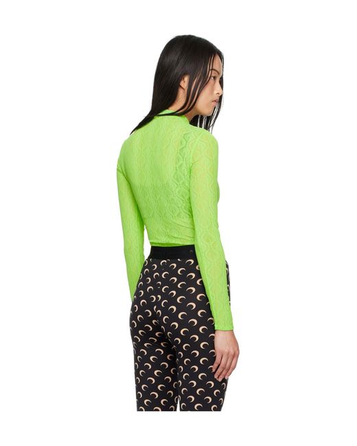 MARINE SERRE Green Translucent Long-Sleeved T-Shirt