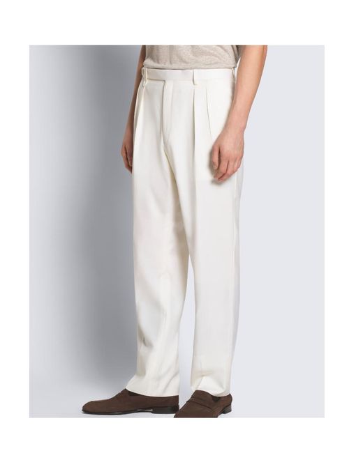 Brioni White Casual Pants With Belt Loops for men