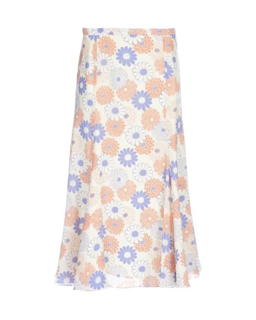 KENZO White Floral-Print Midi Skirt