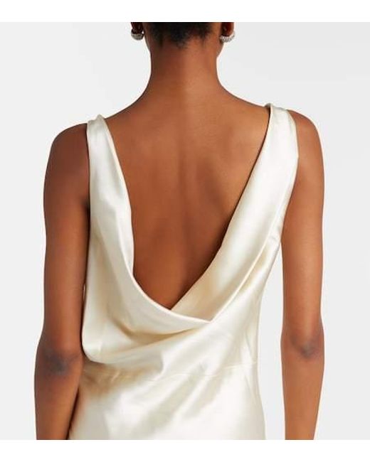 Rohe White Bridal Draped Satin Gown