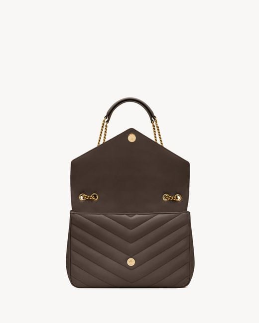Saint Laurent Brown Loulou Foldover Top Large Shoulder Bag