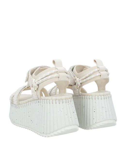 Chloé White Suede Mule Sandals