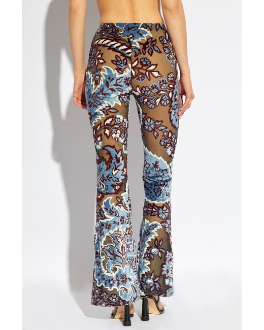 Etro Blue Tulle Jacquard Velvet Trousers