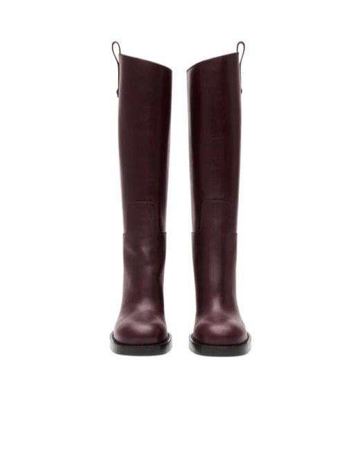Burberry Brown Leather Cavalier Heel Boots