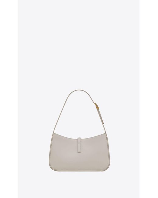 Saint Laurent White Le 5 À 7 Logo Plaque Hobo Bag