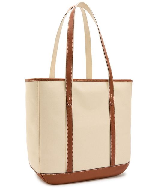 Polo Ralph Lauren Natural Medium Leather-Trimmed Canvas Tote Bag
