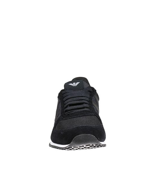 Armani Jeans Black Lace-Up Casual Sneakers for men