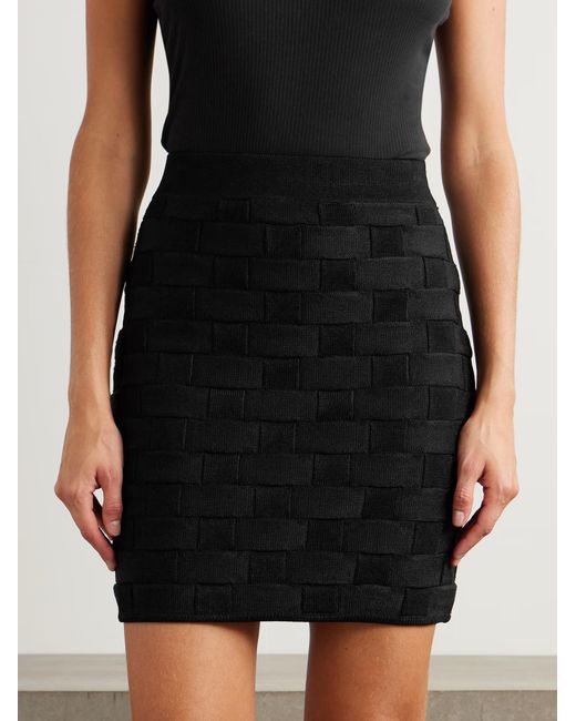TOVE Black Ash Jacquard-Knit Mini Skirt