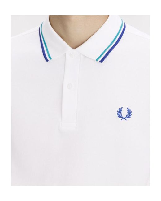 Fred Perry White Twin Tipped Polo Shirt for men