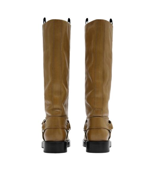 Burberry Green Leather Saddle High Boots