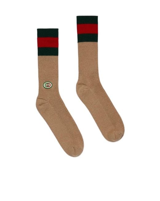 Gucci White Logo-Patch Crew Socks