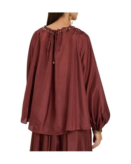 Zimmermann Red Silk Long-Sleeved Shirt